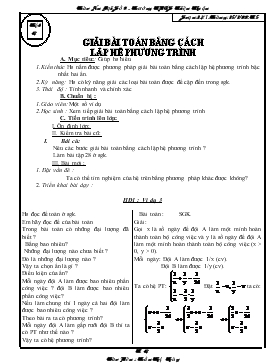 Giáo án Đại số lớp 9 - Trường THCS Triệu Thuận - Tiết 42: Giải bài toán bằng cách lập hệ phương trình