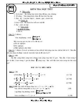 Giáo án Đại số lớp 9 - Trường THCS Triệu Thuận - Tiết 47: Kiểm tra một tiết