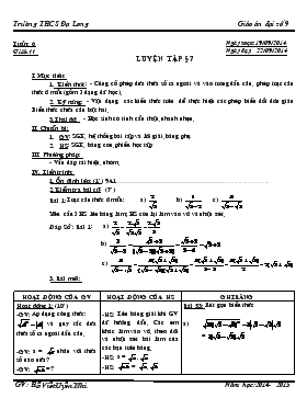 Giáo án Hình học 9 - Trường THCS Đạ Long -  Tiết 11: Luyện tập