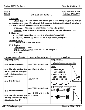 Giáo án Hình học 9 - Trường THCS Đạ Long - Tiết 15: Ôn tập chương I