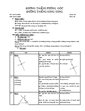Giáo án Hình học lớp 7 - Tiết 38: Đường thẳng vuông góc đường thẳng song song