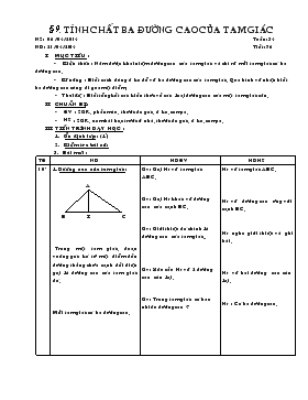 Giáo án Hình học lớp 7 - Tiết 76: Tính chất ba đường cao của tam giác