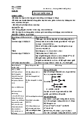 Giáo án môn Đại số 9 - Chương IV - Tiết 69: Ôn tập cuối năm