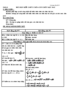 Giáo án môn Đại số 9 - Tiết 13 đến tiết 19