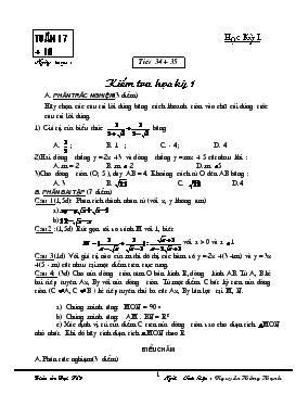 Giáo án môn Đại số 9 - Tiết 17: Kiểm tra học kỳ 1
