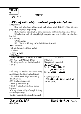 Giáo án môn Đại số 9 - Trường THCS Quách Phẩm - Tiết 4 đến tiết 6