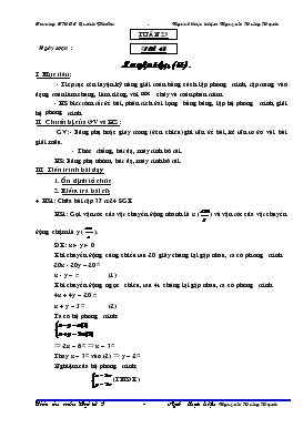 Giáo án môn Đại số 9 - Trường THCS Quách Phẩm - Tiết 43: Luyện tập