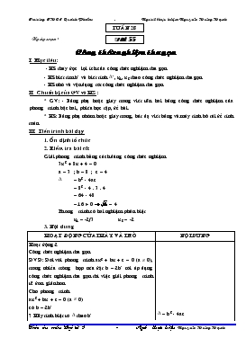 Giáo án môn Đại số 9 - Trường THCS Quách Phẩm - Tiết 55, 56