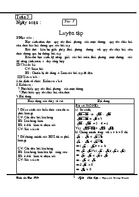 Giáo án môn Đại số 9 - Trường THCS Quách Phẩm - Tiết 7: Luyện tập