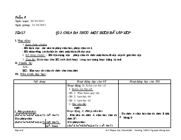Giáo án môn Đại số lớp 8 - Tiết 17: Chia đa thức một biến đã sắp xếp