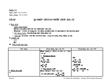 Giáo án môn Đại số lớp 8 - Tiết 30: Phép trừ các phân thức đại số