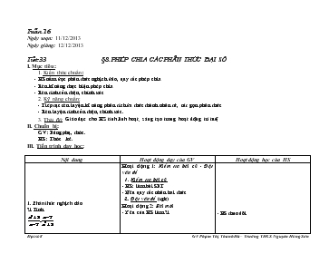 Giáo án môn Đại số lớp 8 - Tiết 33: Phép chia các phân thức đại số