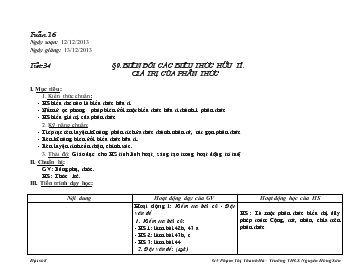 Giáo án môn Đại số lớp 8 - Tiết 34: Biến đổi các biểu thức hữu tỉ, giá trị của phân thức