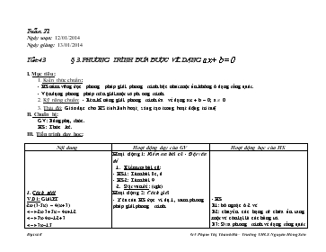 Giáo án môn Đại số lớp 8 - Tiết 43: Phương trình đưa được về dạng ax + b = 0