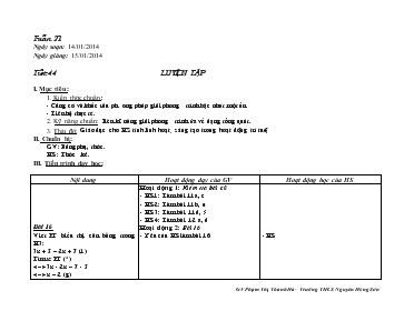 Giáo án môn Đại số lớp 8 - Tiết 44: Luyện tập