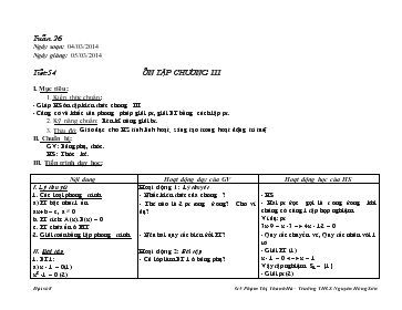 Giáo án môn Đại số lớp 8 - Tiết 54: Ôn tập chương III