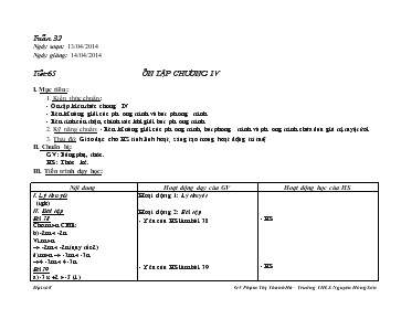 Giáo án môn Đại số lớp 8 - Tiết 65: Ôn tập chương IV