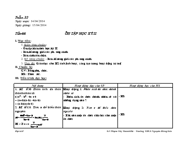 Giáo án môn Đại số lớp 8 - Tiết 66: Ôn tập học kỳ II