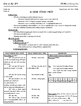 Giáo án môn Đại số lớp 9 - Tiết 21: Hàm số bậc nhất