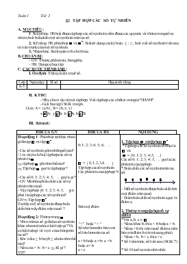 Giáo án Số học lớp 6 - Tiết 2: Tập hợp các số tự nhiên