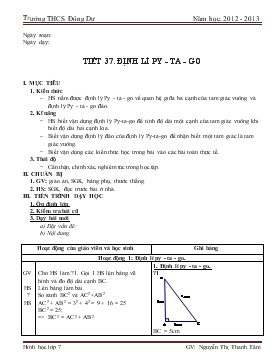 Giáo án Số học lớp 6 - Tiết 37: Định lý Py - Ta - go