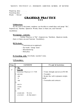 Giáo án Tiếng Anh lớp 6 - Grammar practice