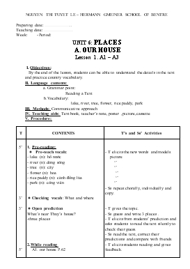 Giáo án Tiếng Anh lớp 6 - Unit 6: Places a. our house lesson 1: a1 – a3