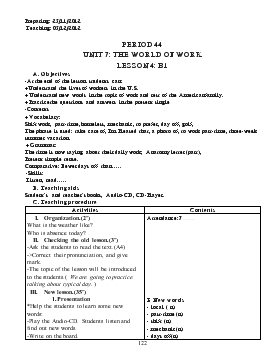 Giáo án Tiếng Anh lớp 7 - Period 44 - Unit 7: The world of work lesson 4: b1