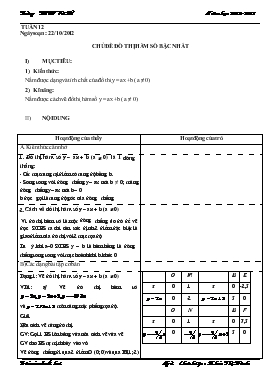 Giáo án Toán học 9 - Chủ đề đồ thị hàm số bậc nhất