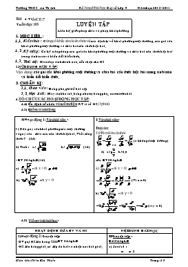 Giáo án Toán học 9 - Tuần 3, 4