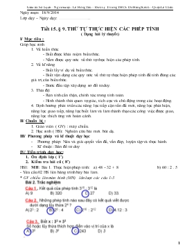 Giáo án Toán học lớp 6 - Tiết 15 - Bài 9: Thứ tự thực hiện các phép tính