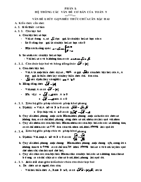 Hệ thống các vấn đề cơ bản của Toán 9