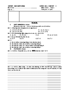 Kiểm tra chương I môn: Toán - Lớp 6