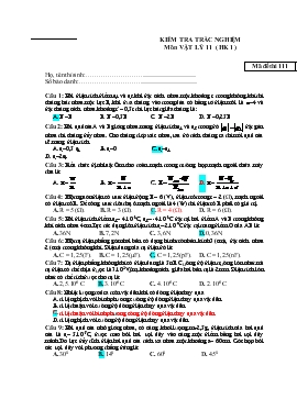 Kiểm tra trắc nghiệm môn vật lý 11 ( học kì 1 )