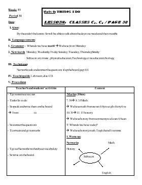 Luận văn Tiếng Anh lớp 6 - Unit 5: Things i do lesson6: classes c2, c3/page 58