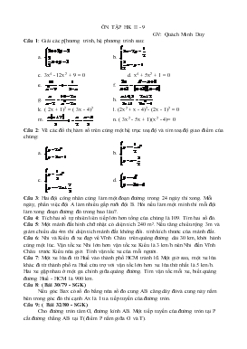 Ôn tập học kỳ II môn Toán 9