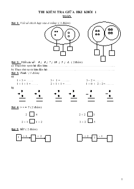 Thi kiểm tra giữa học kì I khối 1 toán
