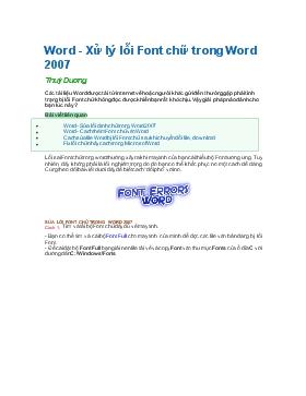 Word - Xử lý lỗi Font chữ trong Word 2007