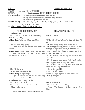 Bài giảng Lớp 2 - Môn Âm nhạc - Bài 27: Ôn tập bài hát: Chim chích bông