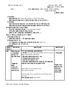 Bài giảng Lớp 2 - Môn Bài 1 - Học hát bài : Cộc cách tùng cheng