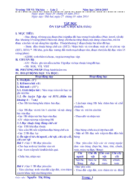 Bài giảng Lớp 2 - Môn Tiếng Việt - Tập đọc ôn tập giữa học kì I (tiết 1)