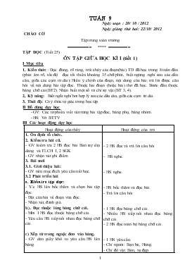 Bài giảng Lớp 2 - Môn Tiếng Việt - Tuần 9 - Tập đọc (tiết 25): Ôn tập giữa học kì I (tiết 1)