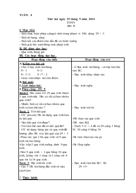 Bài giảng Lớp 2 - Môn Toán - Tuần 4 - 29+ 5
