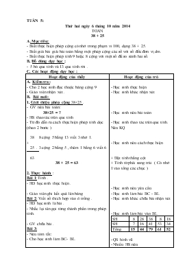 Bài giảng Lớp 2 - Môn Toán - Tuần 5 - 38 + 25