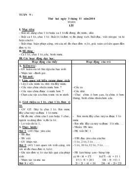 Bài giảng Lớp 2 - Môn Toán - Tuần 9 - Lít (tiết 1)