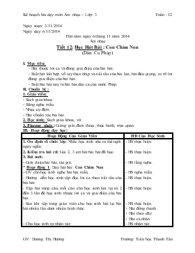 Bài giảng Lớp 3 - Môn Âm nhạc - Tiết 12: Học hát bài : Con chim non (Dân ca Pháp)