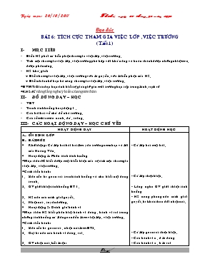 Bài giảng Lớp 3 - Môn Đạo đức - Bài 6: Tích cực tham gia việc lớp ,việc trường (tiết 1)