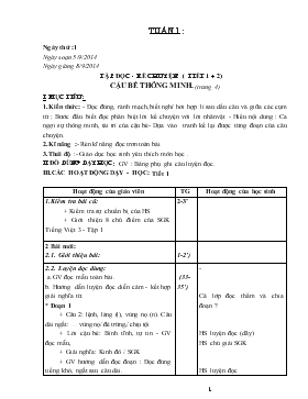 Bài giảng Lớp 3 - Môn Tiếng Việt - Tuần 1 - Tập đọc - Kể chuyện: ( tiết 1, 2): Cậu bé thông minh (tiếp theo)