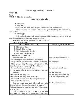 Bài giảng Lớp 3 - Môn Tiếng Việt - Tuần 11 - Tiết 2, 3: Tập đọc -Kể chuyện: Đất quý, đất yêu (tiếp)