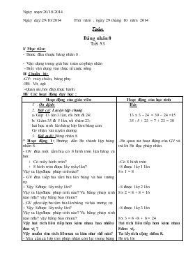 Bài giảng Lớp 3 - Môn Toán - Bảng nhân 8 - Tiết 53